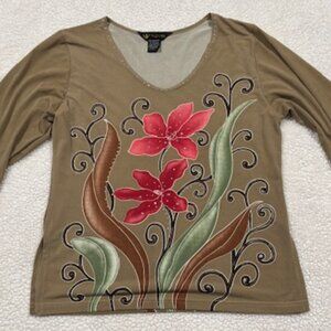 Valentina Floral Rhinestone Shirt